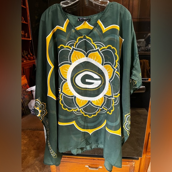 NFL Green Bay Packers Women’s Sheer Caftan With Flower Design - Little Earth - Picture 4 of 9